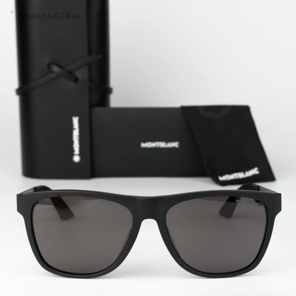 Montblanc Men Sunglasses Matte Black Grey Square MB0298S 001 BRAND NEW